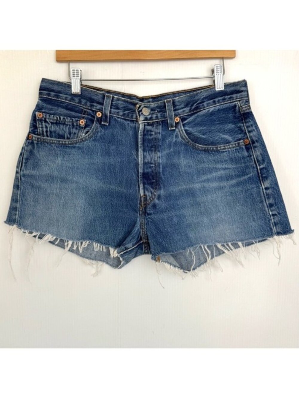 Levi's 501 High waisted raw hem cut out Shorts Size 12